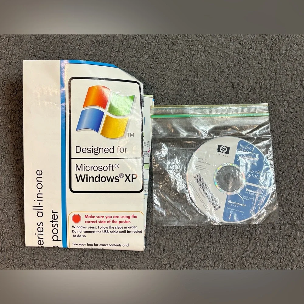 HP PSC 1200 Series All In One Windows Setup Poster Microsoft & CD-ROM